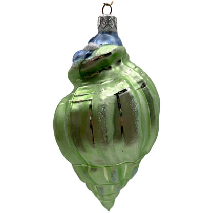 Patricia Breen Coastal Santa Green Seashell Summer Aquatic Christmas Ornament