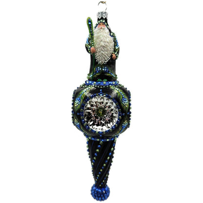 Patricia Breen Willhite Santa Peacock Jeweled Reflector Christmas Ornament 3242