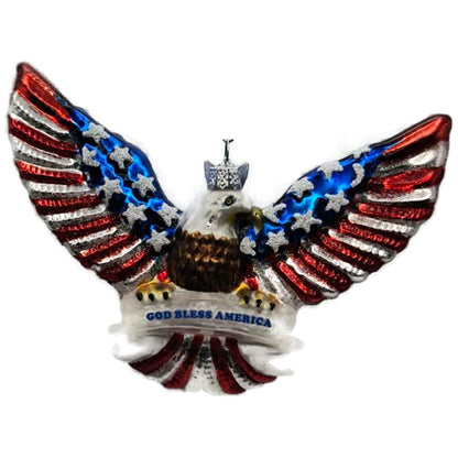 Patriotic Eagle God Bless America Christmas Tree Ornament Kurt Adler Noble Gems