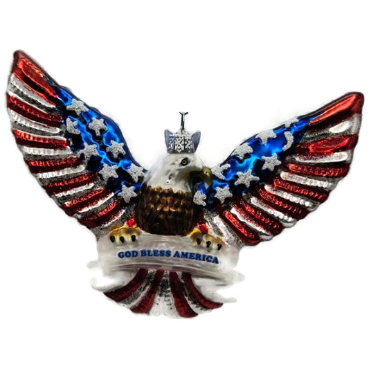 Patriotic Eagle God Bless America Christmas Tree Ornament Kurt Adler Noble Gems