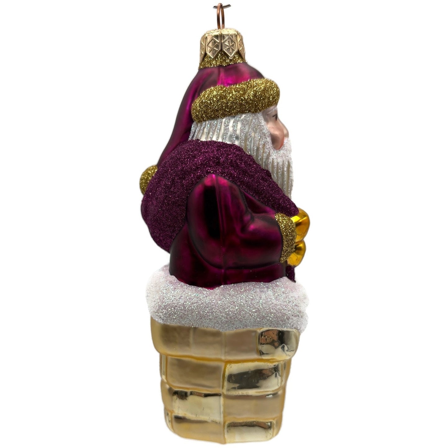 Patricia Breen Here Comes Santa Claus Fuchsia Gold Christmas Tree Ornament