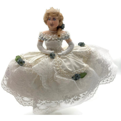 Gladys Boalt Cinderella White Ball Gown Fabric Christmas Tree Ornament Signed