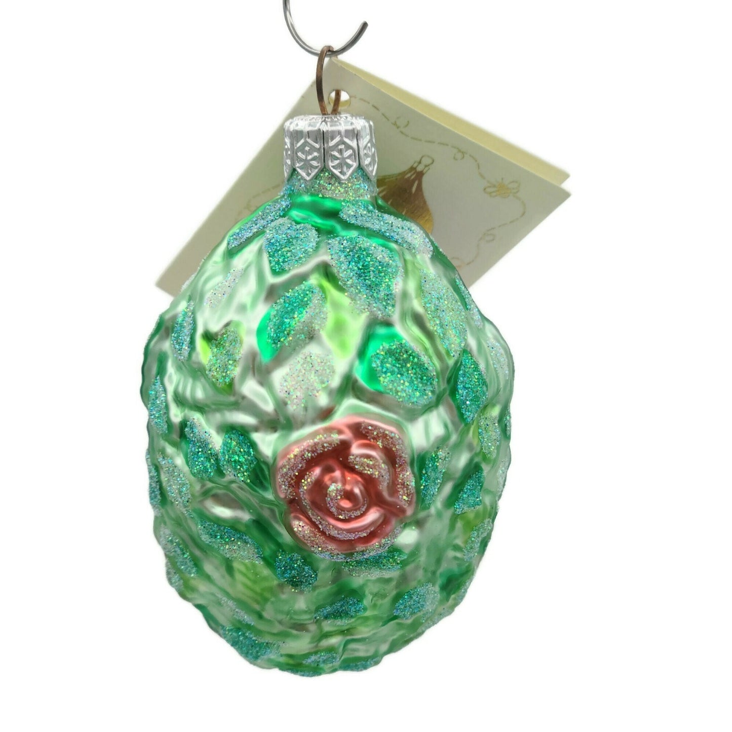 Patricia Breen Breath of Spring Salmon Rose Floral Christmas Holiday Ornament