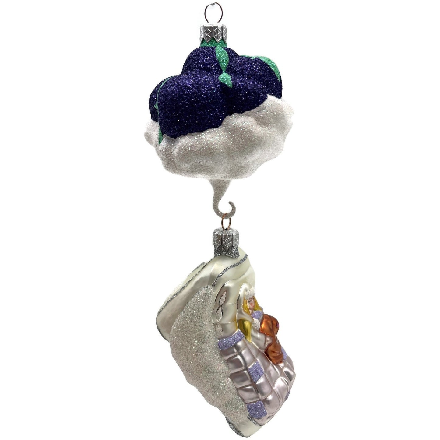 Patricia Breen Visions Of Sugar Plums Purple Glittered Moon Christmas Ornament