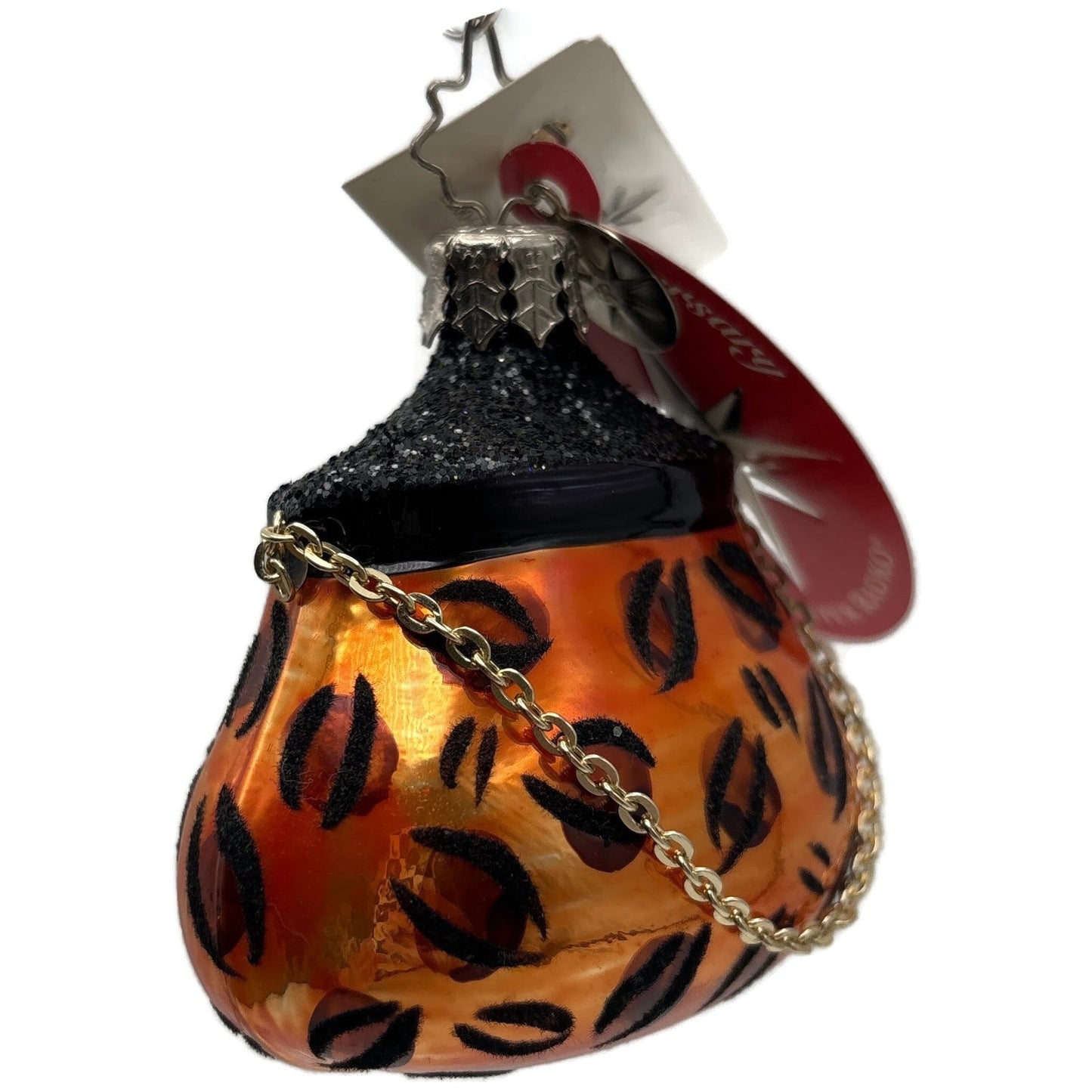 Christopher Radko Viva La Mode Leopard Print Purse Christmas Ornament 1012039