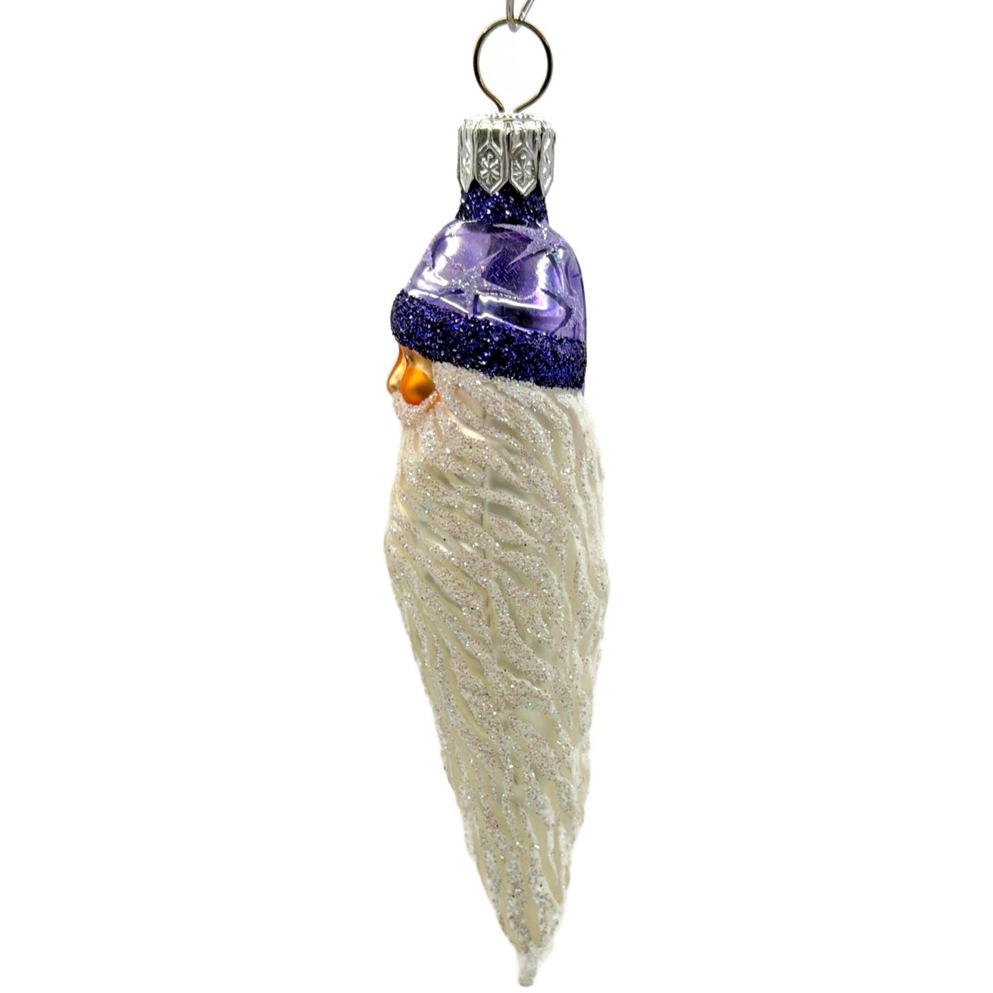 Patricia Breen Stocking Cap Santa Head Purple Stars Christmas Tree Ornament