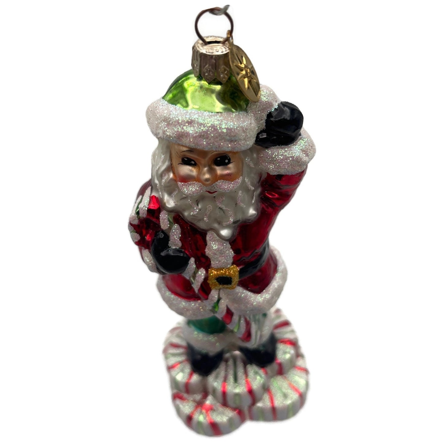 Christopher Radko Christmas Joy Santa Candy Cane Peppermint Ornament 00-076-0