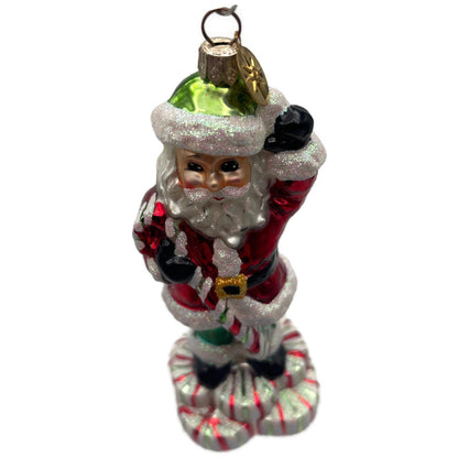 Christopher Radko Christmas Joy Santa Candy Cane Peppermint Ornament 00-076-0