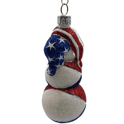 Patricia Breen Harlequin Snowman Patriotic Stars Stripe Christmas Tree Ornament