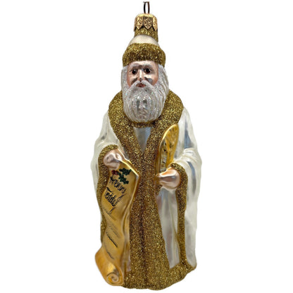 Patricia Breen Making His List Santa Pearl Gold Holly Berries Christmas Ornament