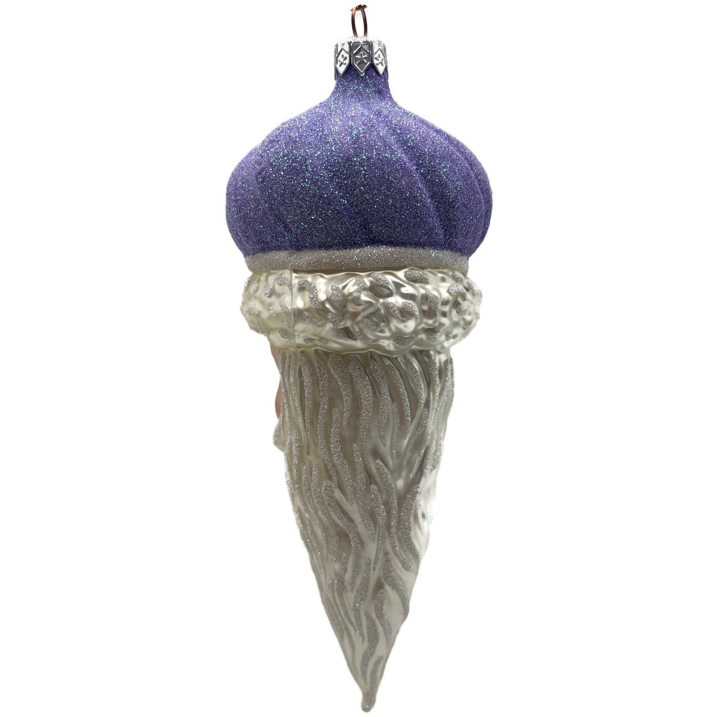 Patricia Breen Minsk Santa Claus Head Lavender Christmas Tree Ornament AIC