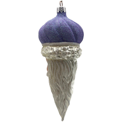 Patricia Breen Minsk Santa Claus Head Lavender Christmas Tree Ornament AIC