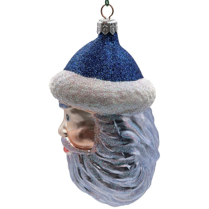 Patricia Breen Blow Ye Winds Blue Hat Santa Claus Head Christmas Tree Ornament