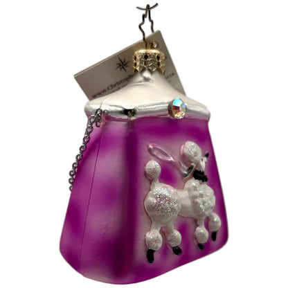 Christopher Radko Poodle Purse Pink Jeweled Christmas Tree Ornament 1011383