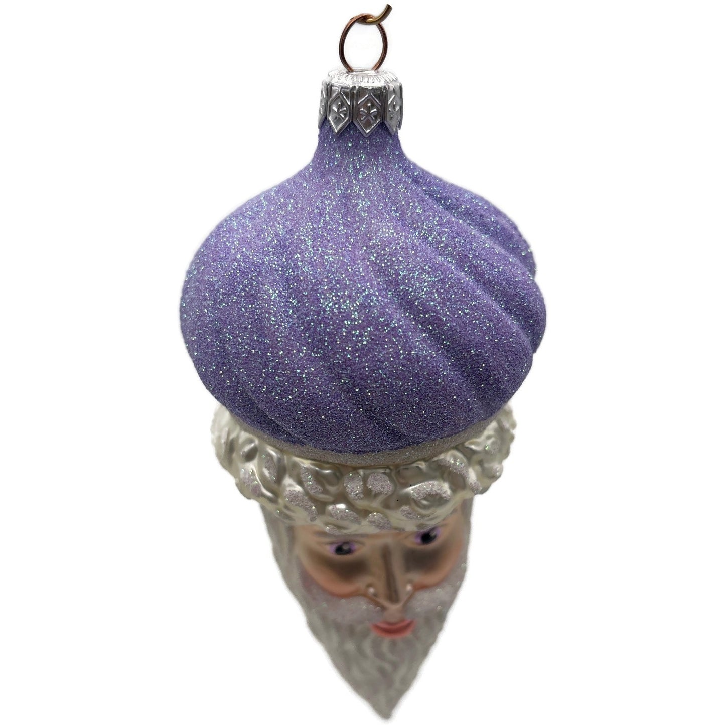 Patricia Breen Minsk Santa Claus Head Lavender Christmas Tree Ornament AIC