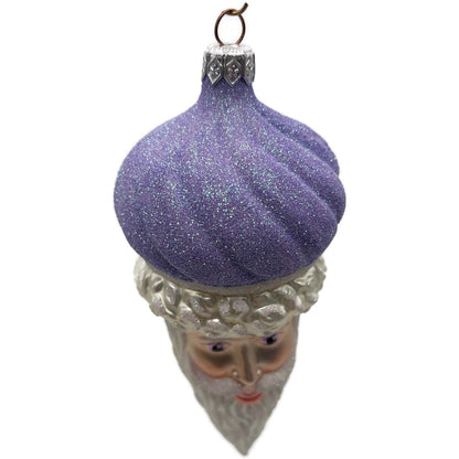 Patricia Breen Minsk Santa Claus Head Lavender Christmas Tree Ornament AIC