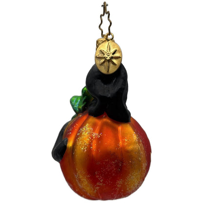 Christopher Radko Cat O'Lantern Gem Orange Pumpkin Halloween Ornament 01-0851-0