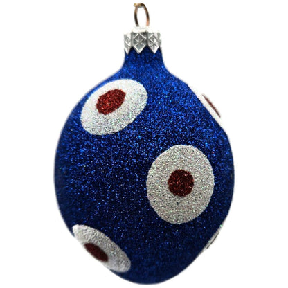 Patricia Breen Egg Blue White Red Polka Dot Easter Christmas Tree Ornament KKS