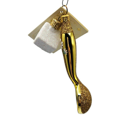 Patricia Breen One Lump or Two Gold Sugar Spoon Christmas Holiday Ornament OOAK