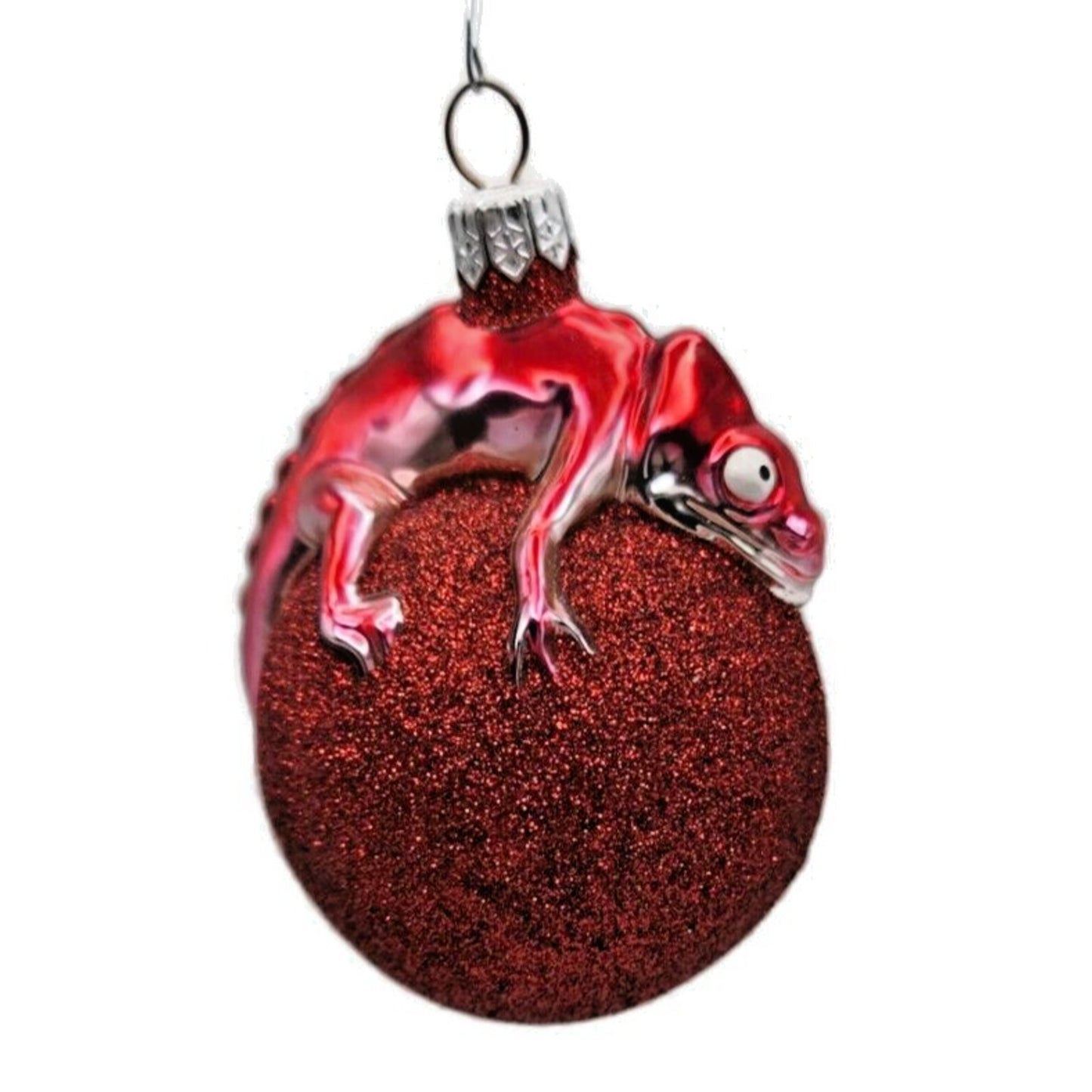 Ornament Patricia Breen Chameleon Red Glitter Blown Glass Christmas Holiday Tree