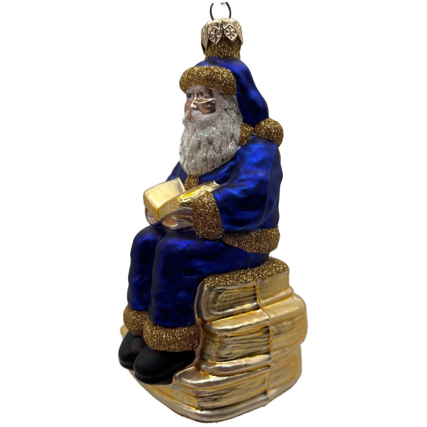 Patricia Breen Santa Reads Blue Stories Old And New Christmas Tree Ornament