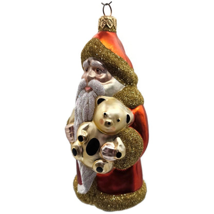 Patricia Breen Santa Claus and Teddy Orange Gold Christmas Tree Ornament Full