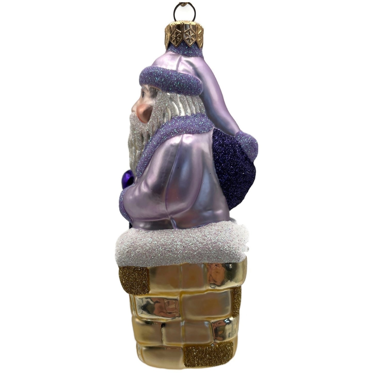 Patricia Breen Here Comes Santa Claus Lavender Gold Chimney Christmas Ornament