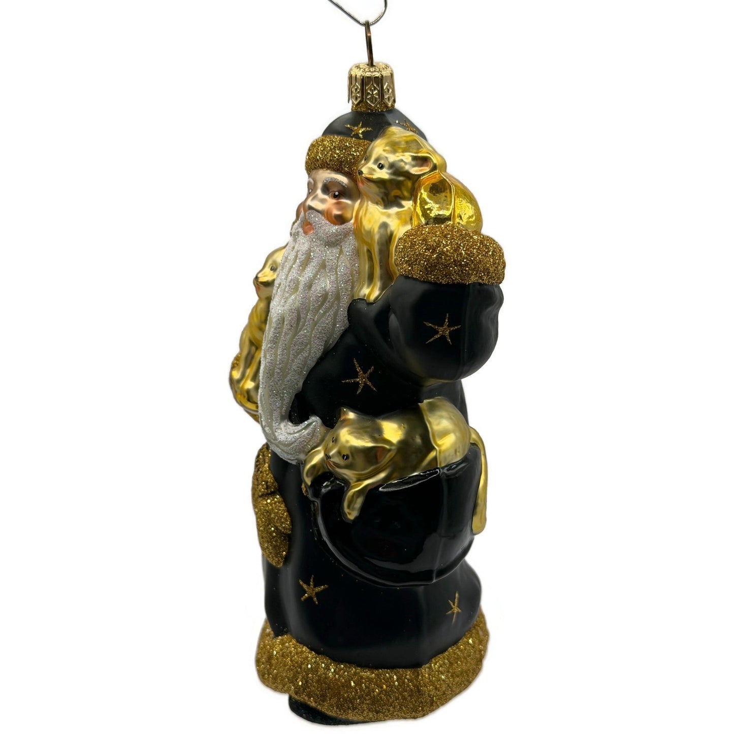 Patricia Breen Stanzi's Kittens Black Santa Cats Stars Christmas Ornament 2097