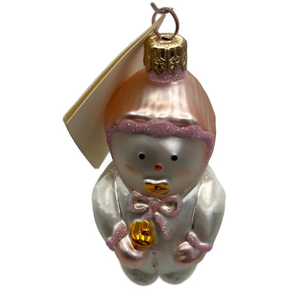 Patricia Breen Snowbaby Pink Gold White Snowman Christmas Tree Ornament