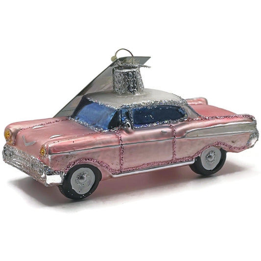 57 Chevy Ornament Classic Car Pink Glittered OWC Old World Christmas Tree Decor