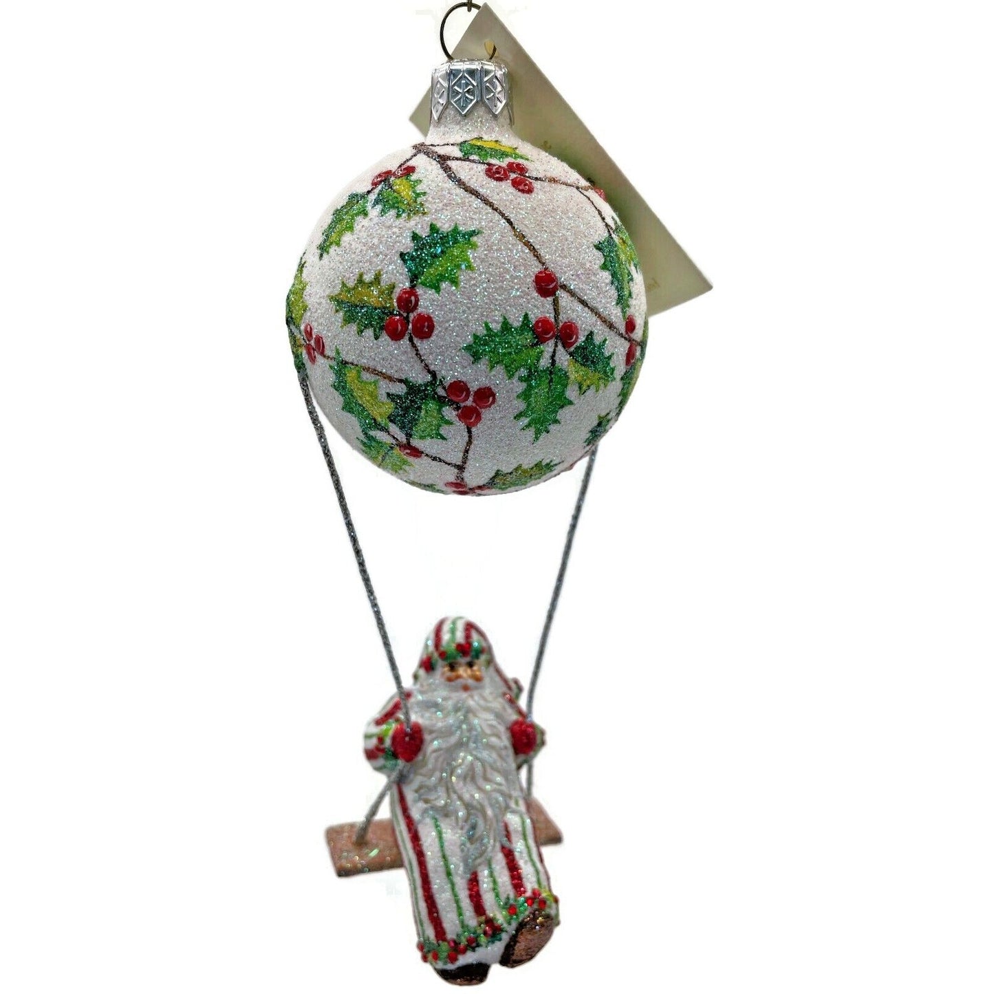 Patricia Breen Ornament Swing Time Holly Santa Claus Stripe Christmas Tree Decor