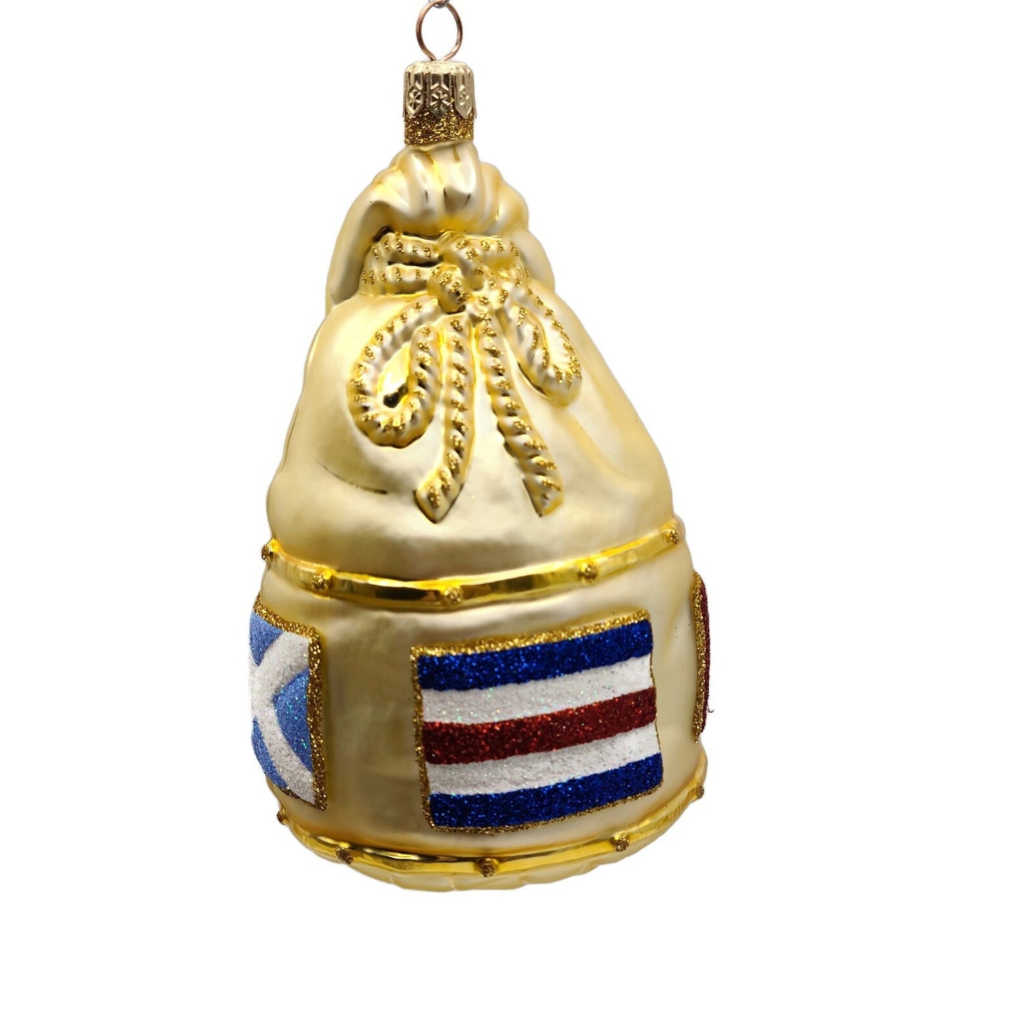 Patricia Breen Santas Duffel Bag Gold Flags Christmas Holiday Tree Ornament