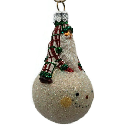 Patricia Breen Snow Frolic Plaid Santa Claus Snowman Christmas Ornament 2351