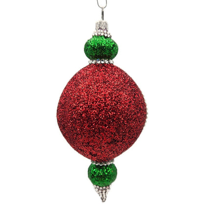 Patricia Breen Le Fleuron Holly Chameleon Red Glittered Christmas Tree Ornament