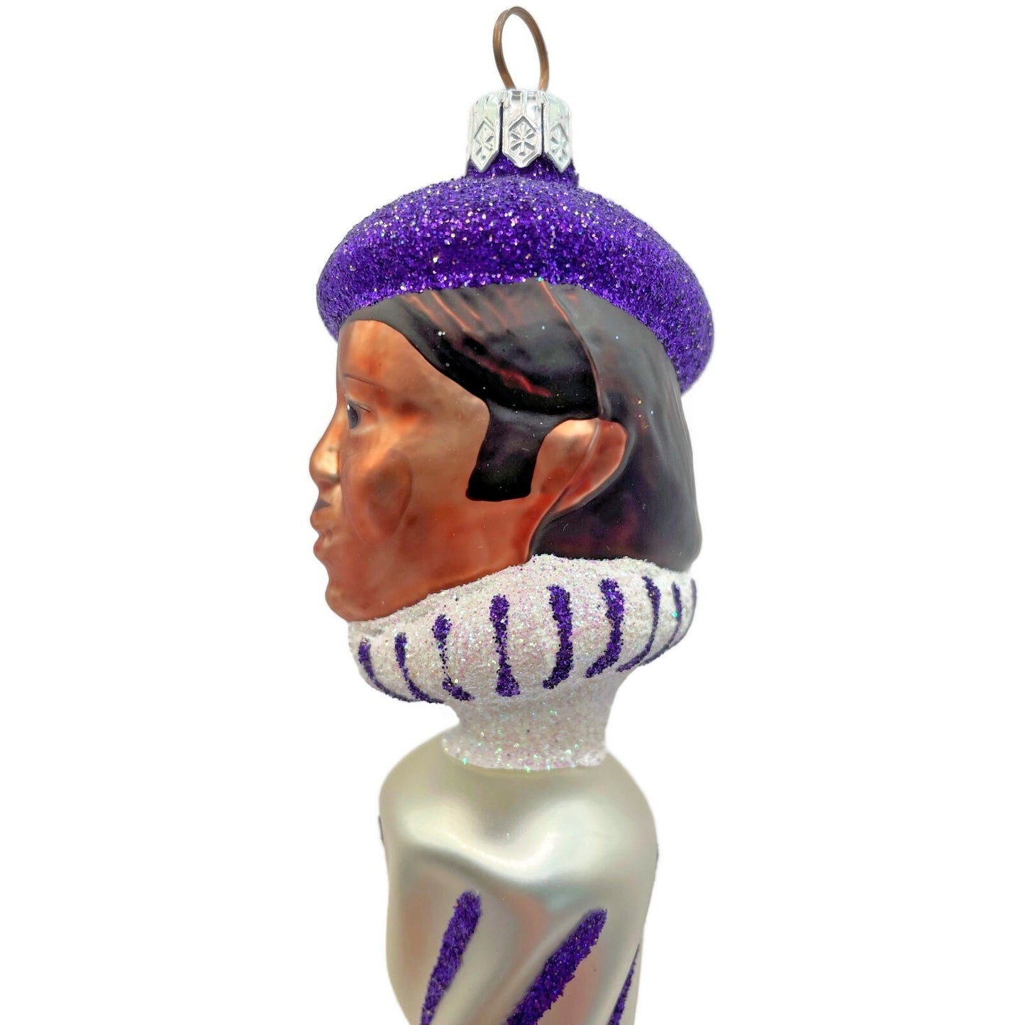 Patricia Breen French Twist Pearl Purple Stripe Glittered Tip Christmas Ornament