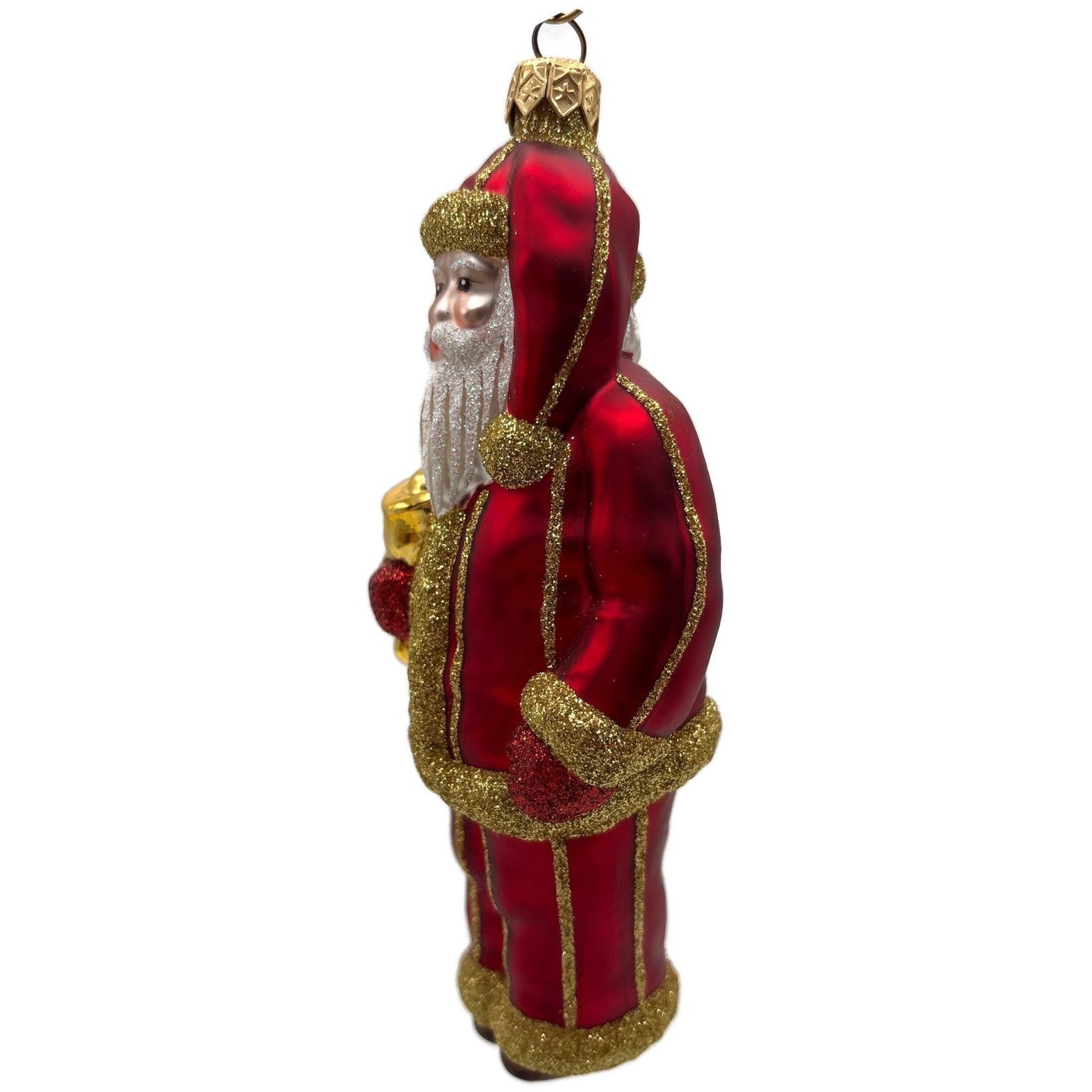 Patricia Breen Ring in the New Red Santa Claus Gold Striped Christmas Ornament