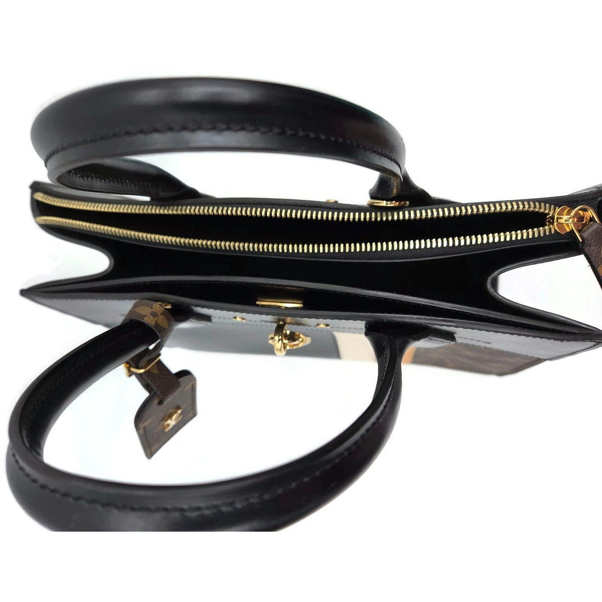 Louis Vuitton City Steamer MM Black Calfskin Monogram Stripe Handbag M55433