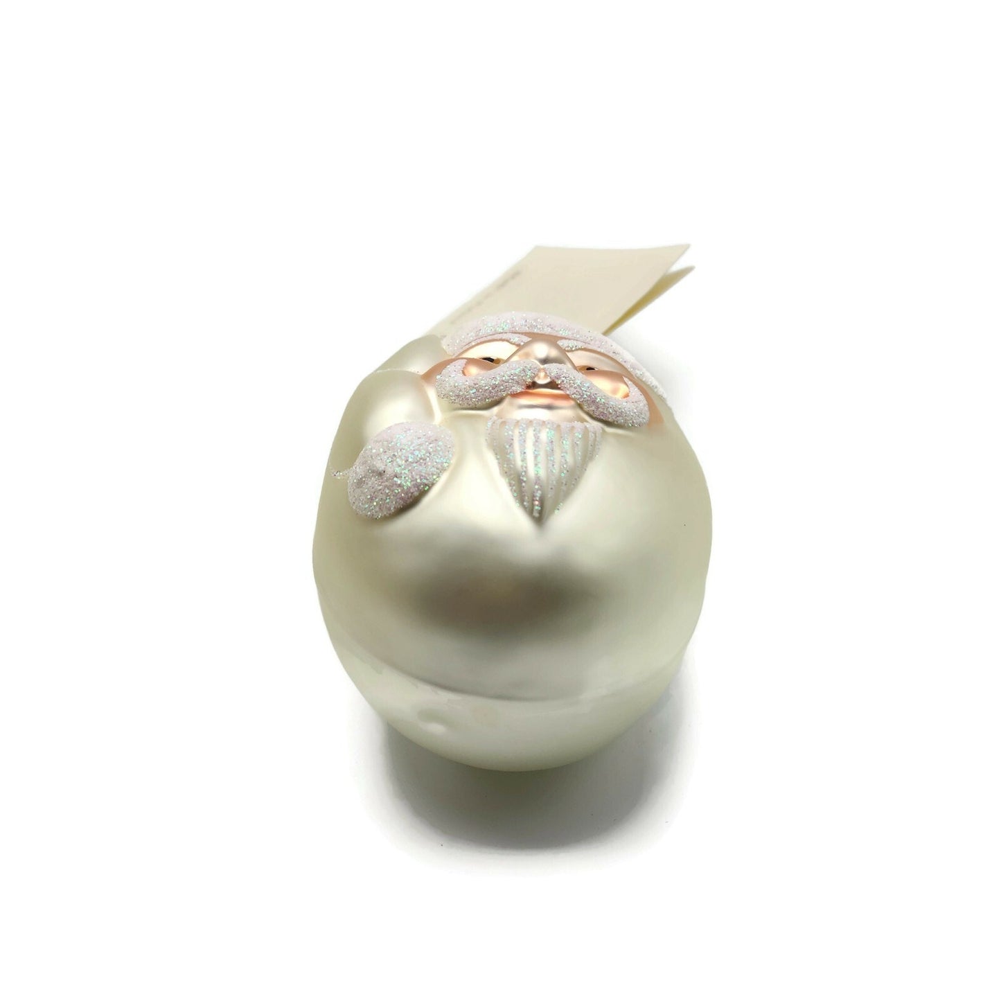 Patricia Breen Jelly Bean Santa Claus Pearl White Matte Christmas Tree Ornament