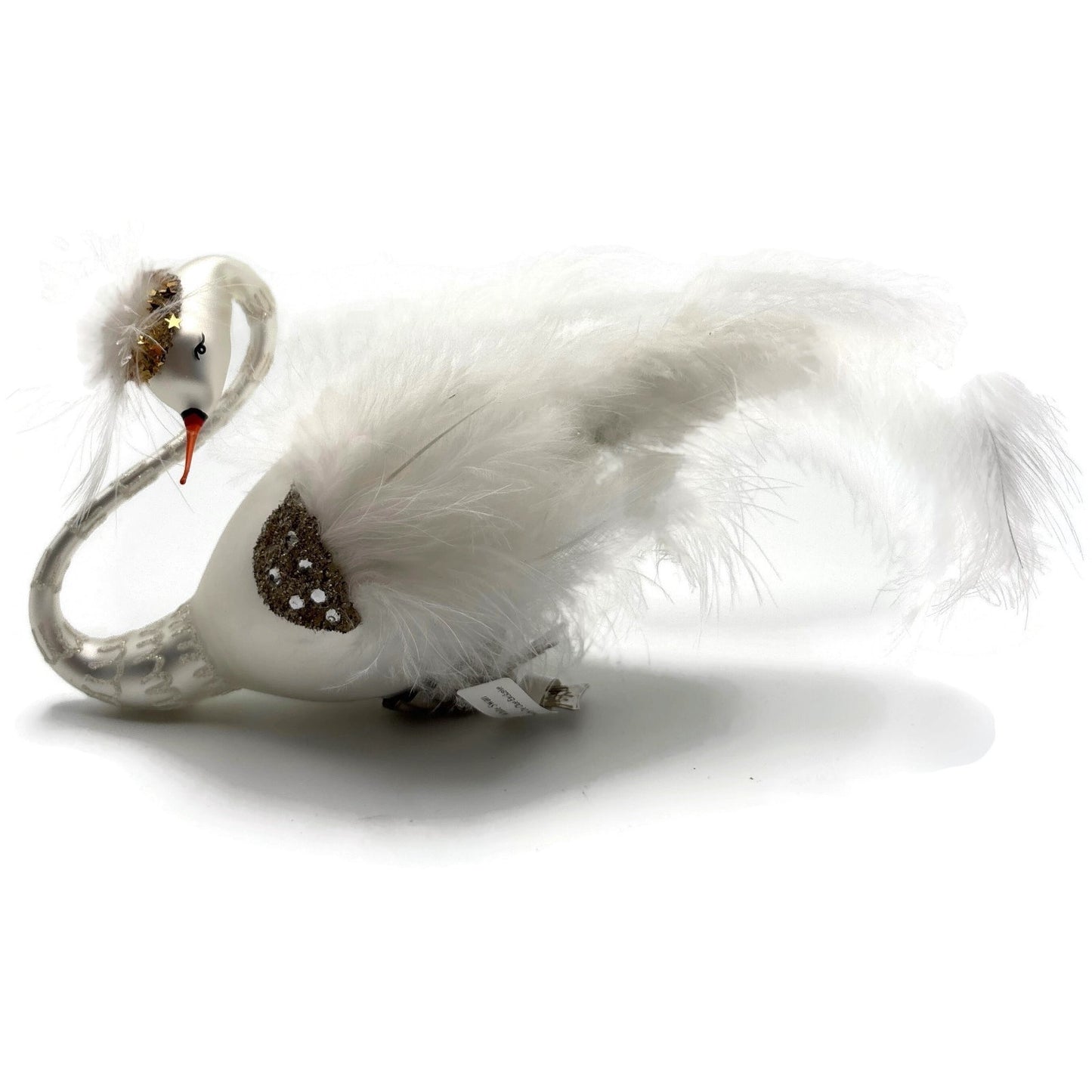 White Swan Glass Clip On Christmas Tree Ornament Timothy De Clue Exclusive