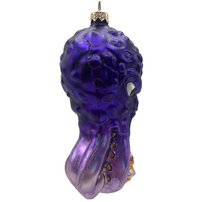 Patricia Breen Help Santa! Purple Octopus Aquatic Summer Christmas Tree Ornament