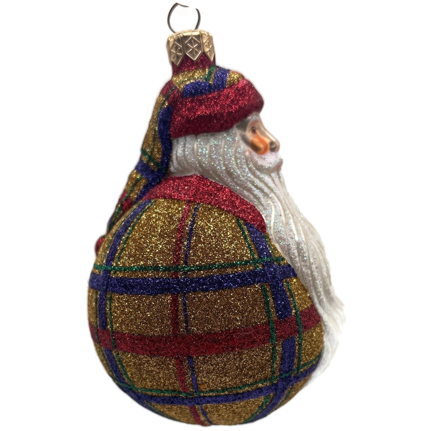 Patricia Breen Santa Du Monde Plaid Red Gold Christmas Tree Ornament CATZ