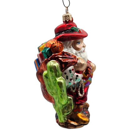 Christopher Radko Cow Boy Santa Claus Cactus Gifts Christmas Ornament 00-QVC-2