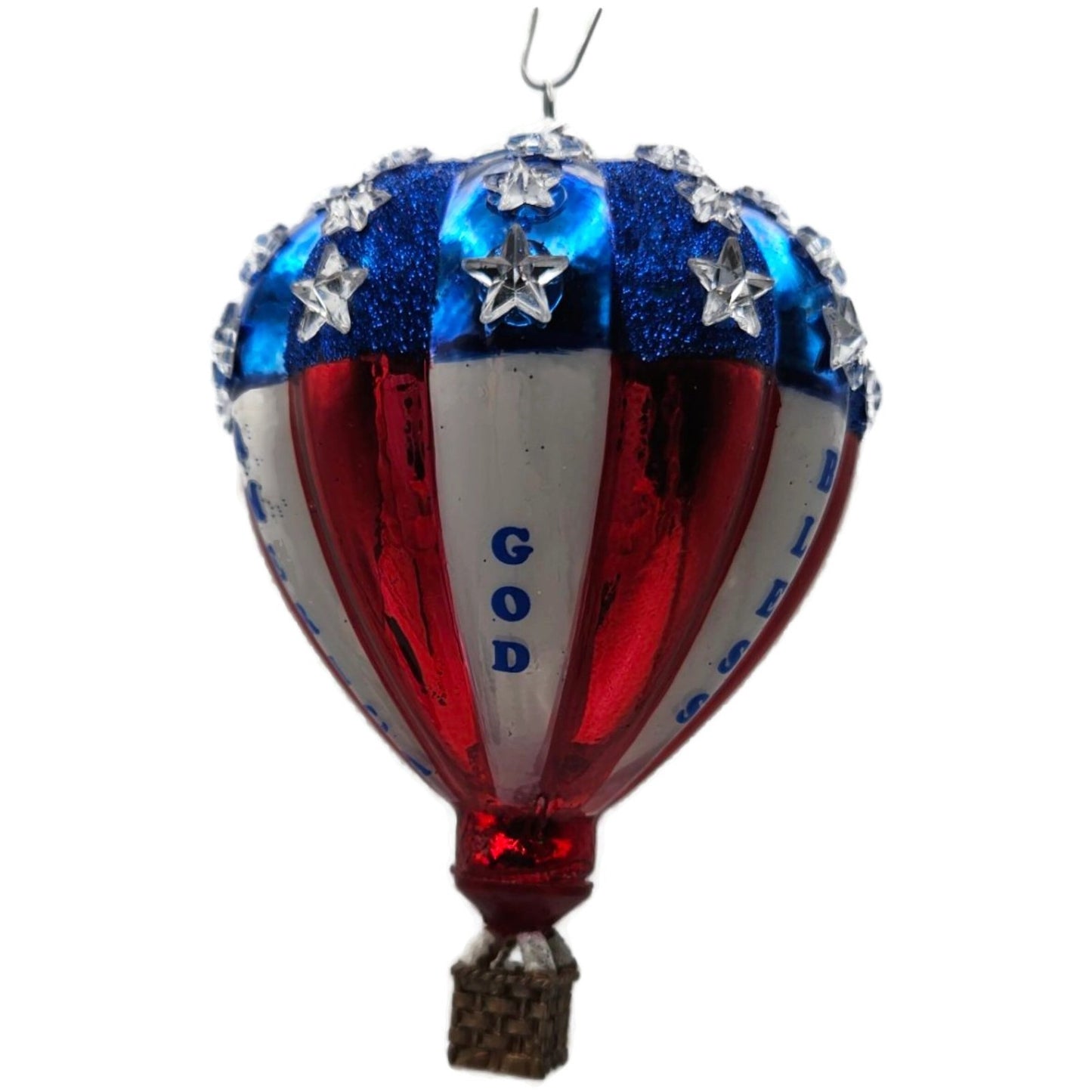 Patriotic Hot Air Balloon God Bless America Christmas Tree Ornament Kurt Adler