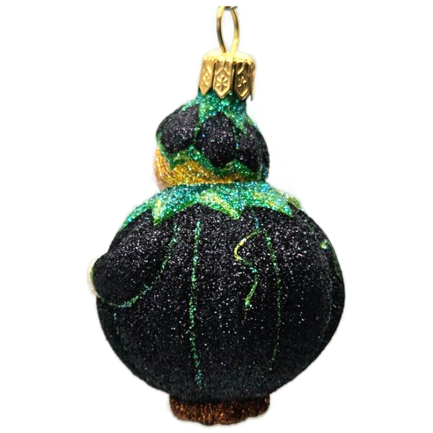 Patricia Breen Trickster Pumpkin Back Black Orange Glass Halloween Ornament 2651