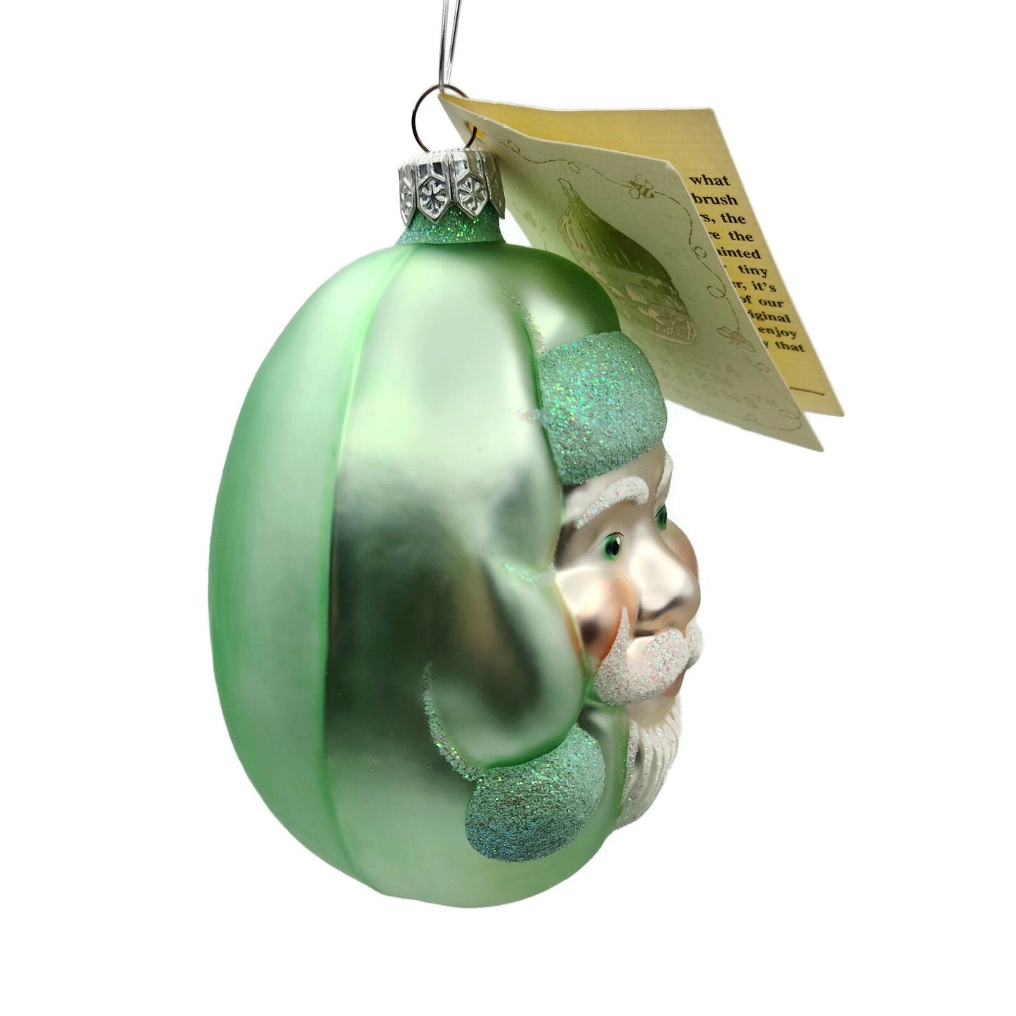 Patricia Breen Jelly Bean Santa Claus Head Mint Green Matte Christmas Ornament