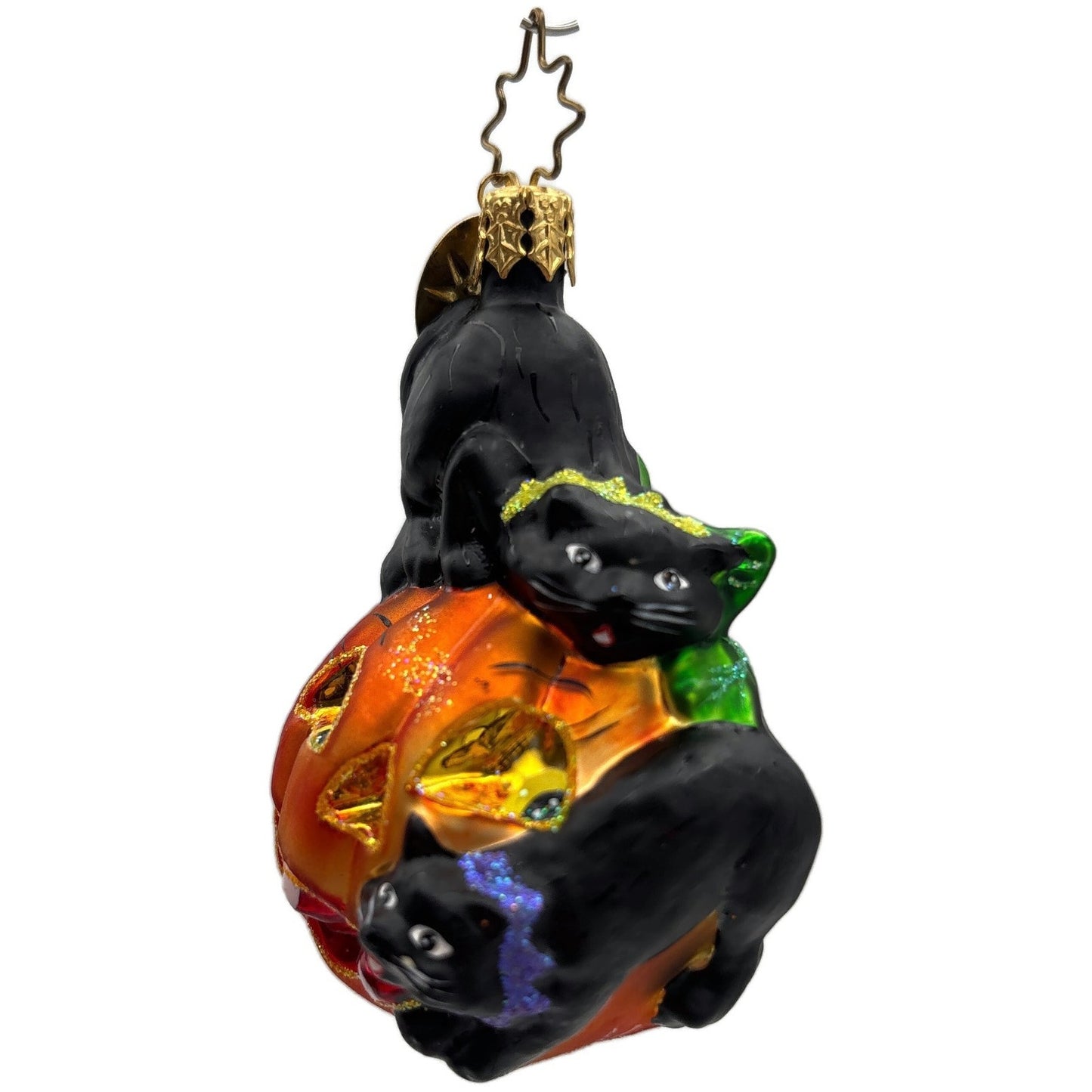 Christopher Radko Cat O'Lantern Gem Orange Pumpkin Halloween Ornament 01-0851-0