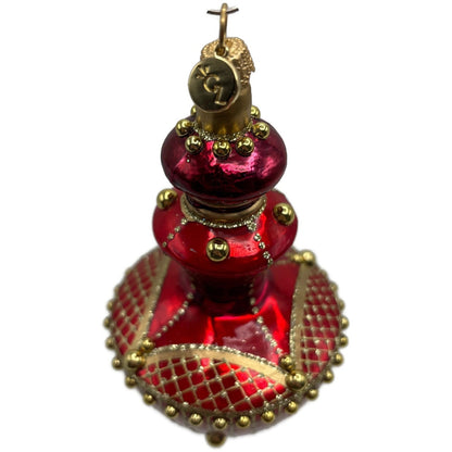 Glitter Lab Jeweled Hourglass Drop Red Gold Christmas Tree Ornament