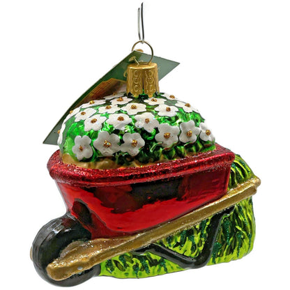 Wheelbarrow Flower Garden Ornament Spring Old World Christmas Holiday Tree OWC