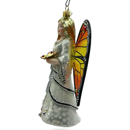 Glitter Lab Angel Betty Ornament White Leaves Butterfly Christmas Tree Decor