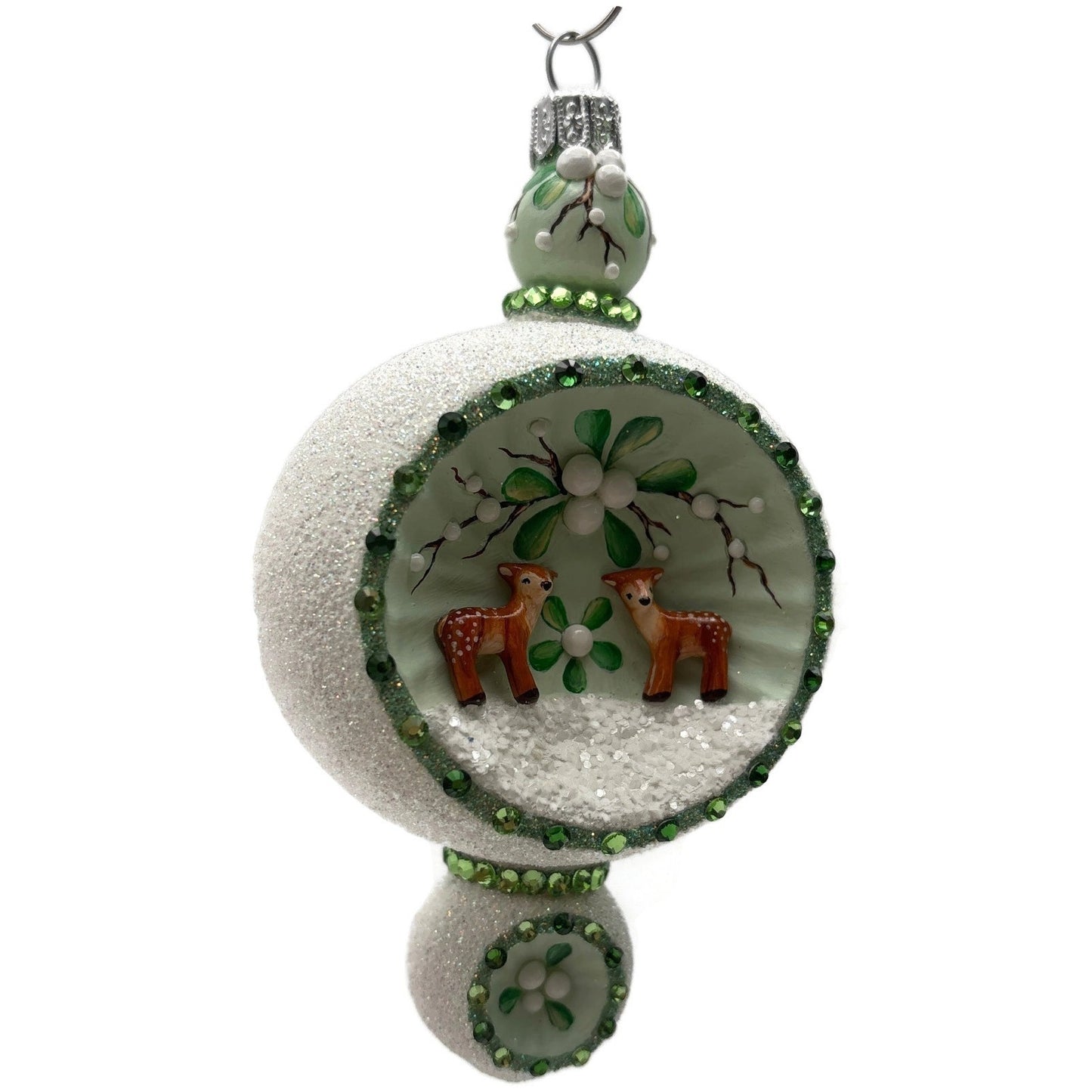 Patricia Breen Du Barry Reflector Mistletoe Reindeer Orb Christmas Tree Ornament